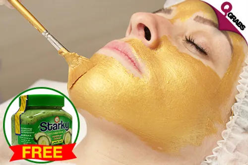 From QR47 Get Blemish Free Skin with a Gold OR Black Pearl Skin Brightening Mask with FREE Cucumber Scrub! (Up to QR421 Value)